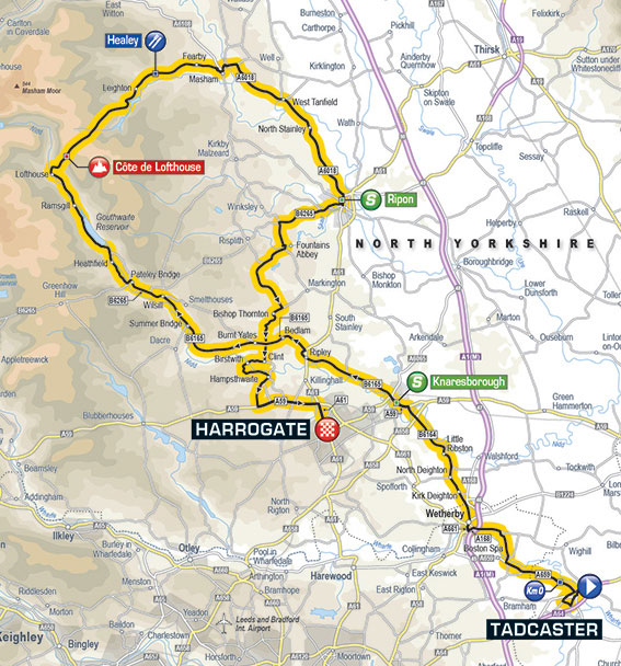 2017 Tour de Yorkshire stage 2 map